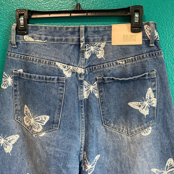 Blue Savvy Butterfly Print Mom Jeans Women's 5/27 - Picture 7 of 7